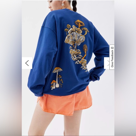 Project Social T X Urban Outfitters Blue Mushroom Graphic Sweatshirt in S/M - Picture 2 of 6